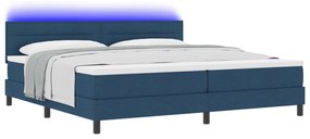 vidaXL Κρεβάτι Box Spring με Στρώμα & LED Μπλε 200x200 εκ Υφασμα
