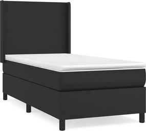vidaXL Κρεβάτι Boxspring με Στρώμα Μαύρο 80 x 200 εκ. Συνθετικό Δέρμα