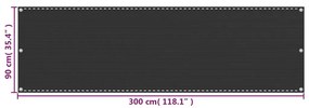 Διαχωριστικό Βεράντας Ανθρακί 90 x 300 εκ. από HDPE - Ανθρακί