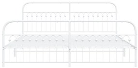 vidaXL Πλαίσιο Κρεβατιού με Κεφαλάρι&Ποδαρικό Λευκό 200x200εκ. Μέταλλο