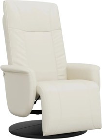 vidaXL Πολυθρόνα Ανακλινόμενη με Υποπόδιο Κρεμ από Συνθετικό Δέρμα