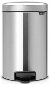 Κάδος με πεντάλ Brabantia NewIcon 649031, 12 l, Ομαλό κλείσιμο, Αντιολισθητική βάση, Ανθεκτικό στα δακτυλικά αποτυπώματα, Inox/Matte