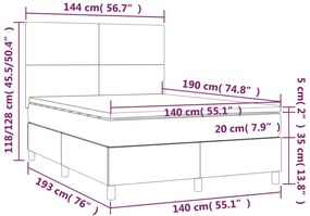 vidaXL Κρεβάτι Boxspring με Στρώμα Taupe 140x190 εκ. Υφασμάτινο