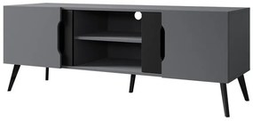 Τραπέζι Tv Comfivo G102, Μαύρο, Γκρι, Ο αριθμός των θυρών: 2, 151x55x42cm, 27 kg | Epipla1.gr