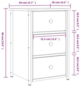 Κομοδίνο Sonoma Δρυς 40 x 36 x 60 εκ. από Επεξεργασμένο Ξύλο - Καφέ