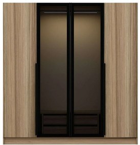 Ντουλάπα Τετράφυλλη Kale Plus 506MNR2496 180x52x210cm Oak-Black Τετράφυλλη