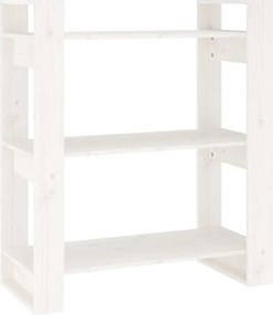 vidaXL Βιβλιοθήκη/Διαχωριστικό Χώρου Λευκό 80x35x91 εκ. Μασίφ Πεύκο