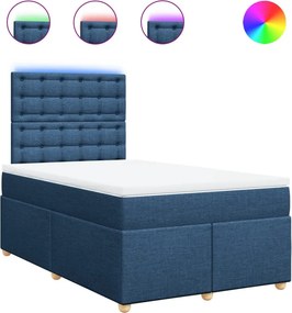 vidaXL Κρεβάτι Boxspring με Στρώμα Μπλε 120x200 εκ. Υφασμάτινο
