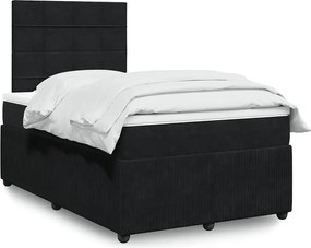 vidaXL Κρεβάτι Boxspring με Στρώμα Μαύρο 120 x 200 εκ. Βελούδινο