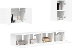 vidaXL Σετ τοίχου για τηλεόραση 4 pcs Λευκό Επεξεργασμένο ξύλο