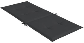 vidaXL Μαξιλάρια Καρέκλας Κήπου με Πλάτη 6 τεμ. Μαύρη 120x50x3 εκ.