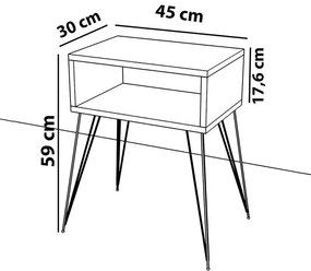Κομοδίνο Naida γκρι μαρμάρου μελαμίνης 45x30x59εκ 45x30x59 εκ.