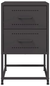 Κομοδίνα 2 τεμ. Μαύρα 36x39x60,5 εκ. Χάλυβα - Μαύρο