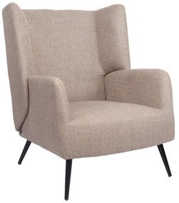 Πολυθρόνα Mareta pakoworld γκρι-μπεζ ύφασμα με πόδι σε μαύρη απόχρωση 83x80x99εκ