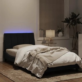 Πλαίσιο Κρεβατιού με LED Μαύρο 100 x 200 εκ. Βελούδινο - Μαύρο