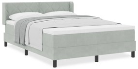 vidaXL Κρεβάτι Box Spring με Στρώμα Ανοιχτό Γκρί 140x200 εκ Βελούδο
