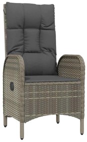 vidaXL Σέτ φαγητού για κήπο με μαξιλάρι 7 pcs Γκρι Πολυ ράταν