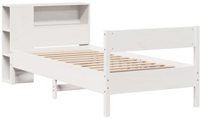vidaXL Κρεβάτι Βιβλιοθήκη Χωρίς Στρώμα Λευκό 75x190 εκ Μασίφ Πεύκο
