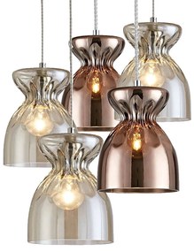 Φωτιστικό Οροφής 77-3720 SE4314-05 Domenico Congac-Copper Glass - Chrome Homelighting Γυαλί