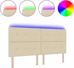 vidaXL LED κεφαλάρι με φώτα λωρίδας LED Κρεμ 200 cm Πολυεστέρας