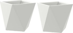 vidaXL Γλάστρα 2 τμχ. Λευκό 30 x 30 x 30 cm Ατσάλι