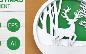 Σετ των 3 Intra απο ξύλο plywood 3mm-4mm πάχος Χριστουγεννιάτικο Στολίδι για κομμένο Δίασταση 8x8 cm INTRAFABR-6879210