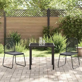 vidaXL Σέτ φαγητού για κήπο 3 pcs Μαύρο Χάλυβας με επίστρωση πούδρας