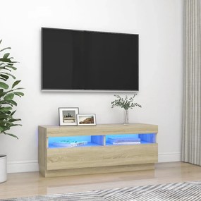Έπιπλο Τηλεόρασης με Φωτισμό LED Sonoma Δρυς 100 x 35 x 40 εκ. - Καφέ