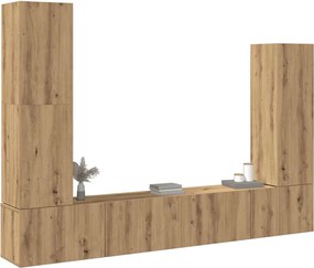 vidaXL Σετ ντουλαπιών τηλεόρασης 4 τεμαχίων Επιτοίχιο Τεχνικής Δρυς