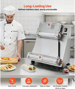 VEVOR 16 Inch Pizza Dough Roller Sheeter Semi-automatic Commercial Dough Press