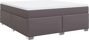 vidaXL Κρεβάτι Boxspring με Στρώμα Γκρι 180x200 εκ. Συνθετικό Δέρμα