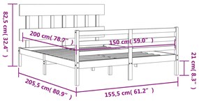 ΠΛΑΙΣΙΟ ΚΡΕΒΑΤΙΟΥ ΜΕ ΚΕΦΑΛΑΡΙ ΛΕΥΚΟ ΜΑΣΙΦ ΞΥΛΟ KING SIZE 3195162