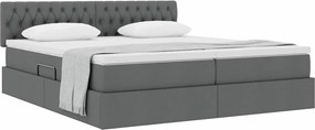 vidaXL Κρεβάτι Αποθήκης Σκούρο Γκρι 200 x 200 cm Τεχνητό Δέρμα