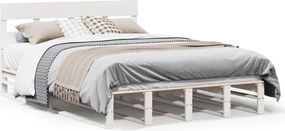 vidaXL Σκελετός Κρεβ. Χωρίς Στρώμα Λευκό 160x200 εκ Μασίφ Πεύκο