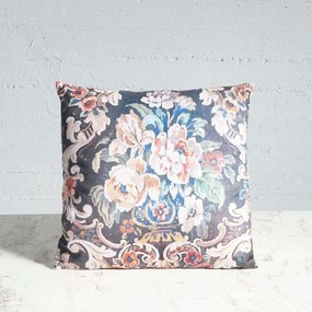 Διακοσμητικό Μαξιλάρι Βελούδινο Black Floral 8710-5 45x45cm Multi Supergreens 45X45 Fabric