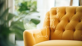 Intra Συλλεκτικό Ξύλινο Παζλ Plywood  4mm - Κίτρινη πολυθρόνα με ξύλινο σκελετό και μαξιλαράκι Σε Ξύλινο Κουτί - Διαστάσεις Puzzle: 10x10 cm – 25 κομμάτια