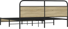 vidaXL Σκελετός Κρεβ. Χωρίς Στρώμα Sonoma Δρυς 193x203 εκ. Μεταλλικό