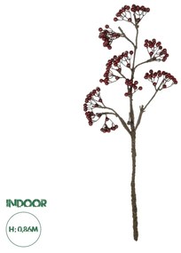 GloboStar® Artificial Garden RED HOLLY BERRIES FRUIT BRANCH 21427 Τεχνητό Διακοσμητικό Κλαδί Κόκκινο Γκί Y86cm