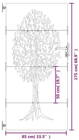 Πύλη Κήπου με Σχέδιο Δέντρο 85 x 175 εκ. από Ατσάλι Corten - Καφέ