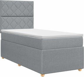 vidaXL Κρεβάτι box spring με στρώμα Ανοιχτό γκρι 90 x 200 cm Ύφασμα