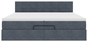 vidaXL Οθωμανικό κρεβάτι με στρώματα & LEDs Σκούρο γκρι Βελούδο