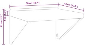 ΡΑΦΙ ΤΟΙΧΟΥ ΑΣΗΜΙ 50X45X31 ΕΚ. ΑΝΟΞΕΙΔΩΤΟ ΑΤΣΑΛΙ 30276