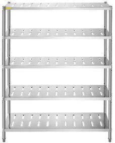 VEVOR Storage Shelf, 5-Tier Storage Shelving Unit, Stainless Steel Garage Shelf, 59.1 x 17.7 x 70.9 inch Heavy Duty Storage Shelving, 661 Lbs Total Capacity with Adjustable Height and Vent Holes