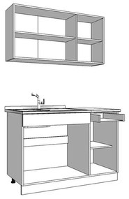 Σύνθεση Κουζίνα Dalila 120 Γκρί Δρύς - Γκρί 120x51,5x206,5 εκ. 120x51.5x206.5 εκ.