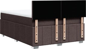vidaXL Κρεβάτι Boxspring με Στρώμα Σκούρο Καφέ 140x200 εκ Υφασμάτινο
