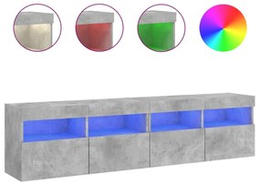 vidaXL Έπιπλα Τηλεόρασης με LED 2 Τεμ. Γκρι Σκυροδέματος 80x30x40 εκ.
