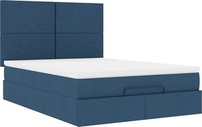 vidaXL Οθωμανικό κρεβάτι με στρώμα μπλε 140x190cm ύφασμα