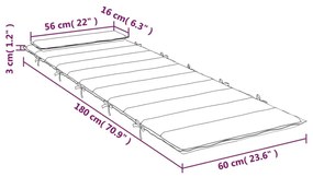 Μαξιλάρι Ξαπλώστρας Γκρι 180 x 60 x 3 εκ. από Ύφασμα Oxford - Γκρι