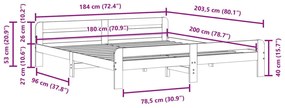 Σκελετός Κρεβατιού Χωρίς Στρώμα 180x200 εκ Μασίφ Ξύλο Πεύκου - Καφέ