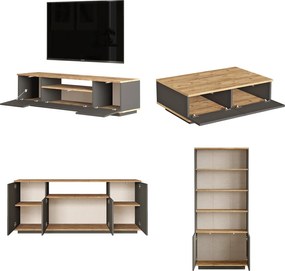 Σύνθεση Σαλονιού 4τμχ - FR19 - Χρώμα Atlantic Πεύκο Ανθρακί